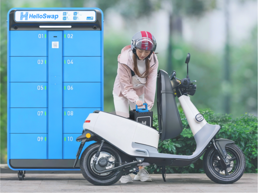 Swappable Lithium-Ion Electric Motorcycle Battery & Cabinet